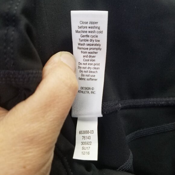 Athleta Precision Leggings Women's XL High Rise 7/8 Black White Perforated Mesh - Picture 14 of 16